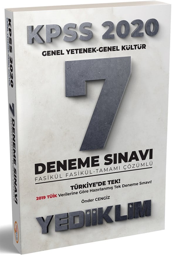 2020 KPSS GY-GK Tamamı Çözümlü 7 Fasikül Deneme Yediiklim Yayınları