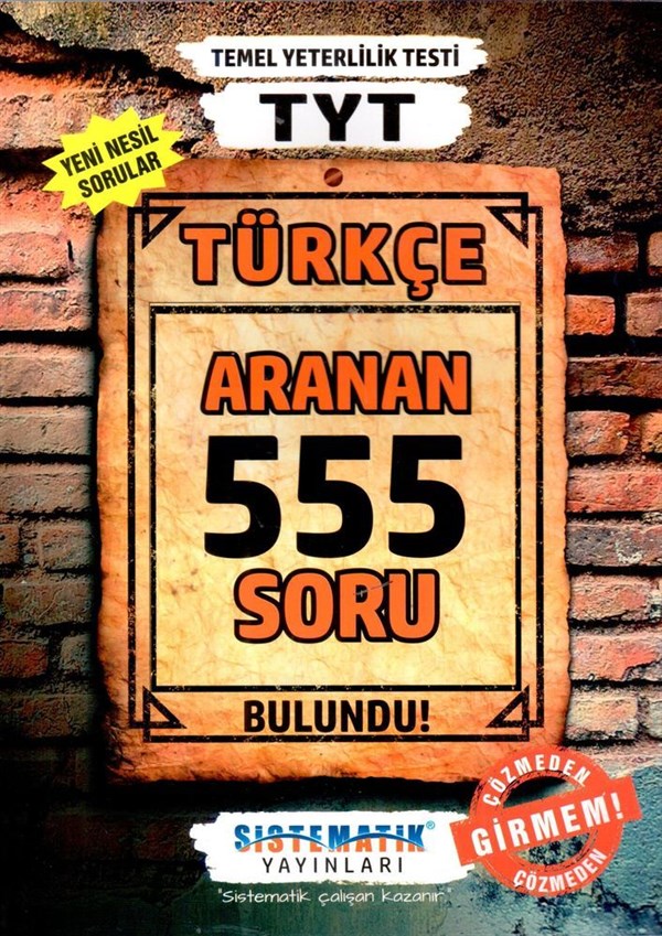 Sistematik Yayınları TYT Türkçe 555 Aranan Soru