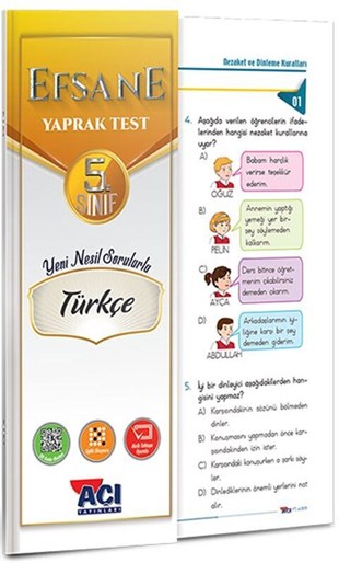Açı Yayınları 5. Sınıf Türkçe Efsane Yaprak Test