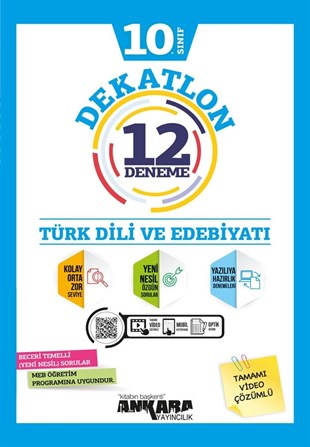 Ankara Yayıncılık 10. Sınıf Türk Dili ve Edebiyatı Dekatlon 12 Denemeleri