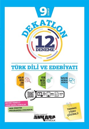 Ankara Yayıncılık 9. Sınıf Türk Dili ve Edebiyatı Dekatlon 12 Denemeleri