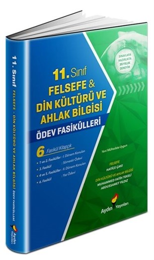 Aydın Yayınları 11. Sınıf Felsefe Din Kültürü ve Ahlak Bilgisi Ödev Fasikülleri