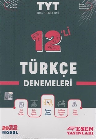 Esen Yayınları 2022 TYT Türkçe 12 li Denemeleri