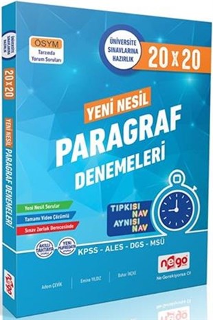 Nego Yayınları AYT Paragraf Video Çözümlü 20x20 Branş Denemeleri