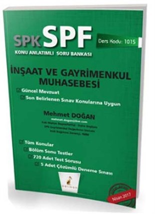 Pelikan Yayınları SPK SPF İnşaat ve Gayrimenkul Muhasebesi Konu Anlatımlı Soru Bankası