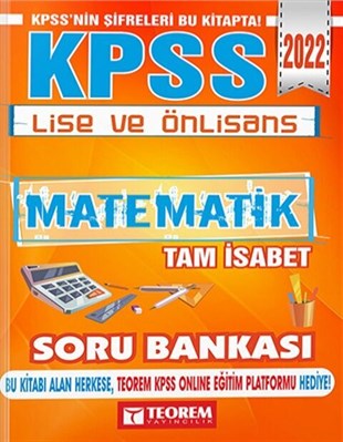 Teorem Yayınları 2022 KPSS Lise ve Önlisans Tam İsabet Matematik Soru Bankası