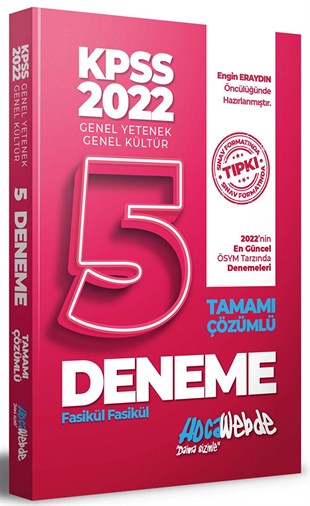 Hocawebde Yayınları 2022 KPSS Genel Yetenek Genel Kültür Tamamı Çözümlü 5 Fasikül Deneme Sınavı 