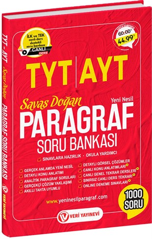 Veri Yayınları TYT AYT Paragraf Soru Bankası