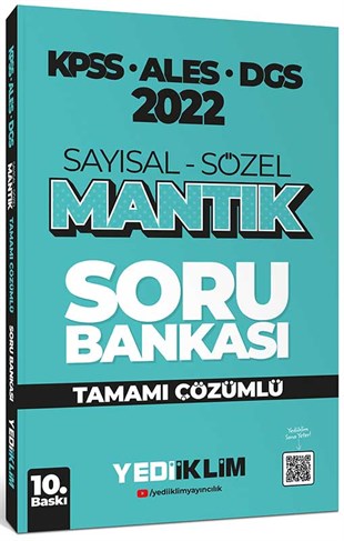 Yediiklim Yayınları 2022 KPSS-ALES-DGS Sayısal Sözel Mantık Tamamı Çözümlü Soru Bankası