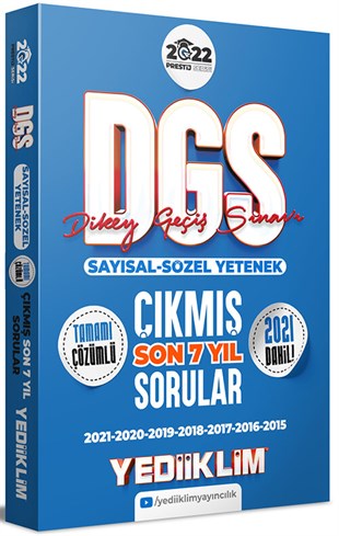 Yediiklim Yayınları 2022 Prestij Serisi DGS Tamamı Çözümlü Son 7 Yıl Çıkmış Sorular