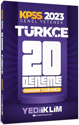 Yediiklim Yayınları 2023 KPSS Genel Yetenek Türkçe Tamamı Çözümlü 20 Deneme