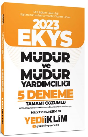 Yediiklim Yayınları 2023 MEB EKYS Müdür ve Müdür Yardımcılığı Tamamı Çözümlü 5 Deneme