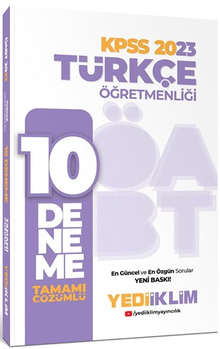 Yediiklim Yayınları 2023 ÖABT Türkçe Öğretmenliği Tamamı Çözümlü 10 Denem