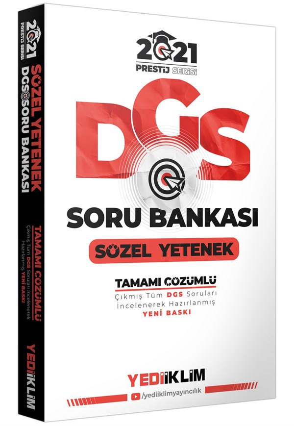 Yediiklim Yayınları 2021 Prestij Serisi DGS Sözel Yetenek Tamamı Çözümlü Soru Bankası