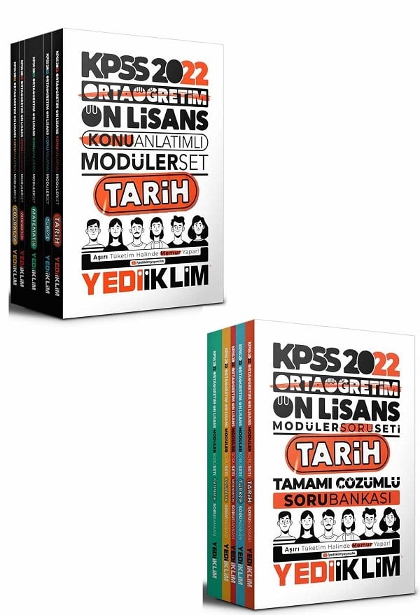 Yediiklim Yayınları 2022 KPSS Ortaöğretim Ön Lisans GY-GK Modüler Konu + Modüler Soru Bankası Seti