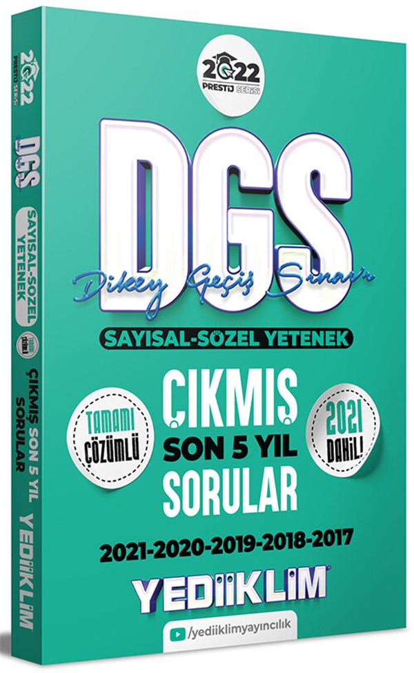 Yediiklim Yayınları 2022 Prestij Serisi DGS Tamamı Çözümlü Son 5 Yıl Çıkmış Sorular