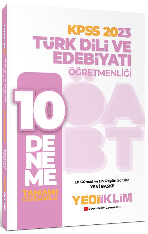 Yediiklim Yayınları 2023 ÖABT Türk Dili ve Edebiyatı Öğretmenliği Tamamı Çözümlü 10 Deneme