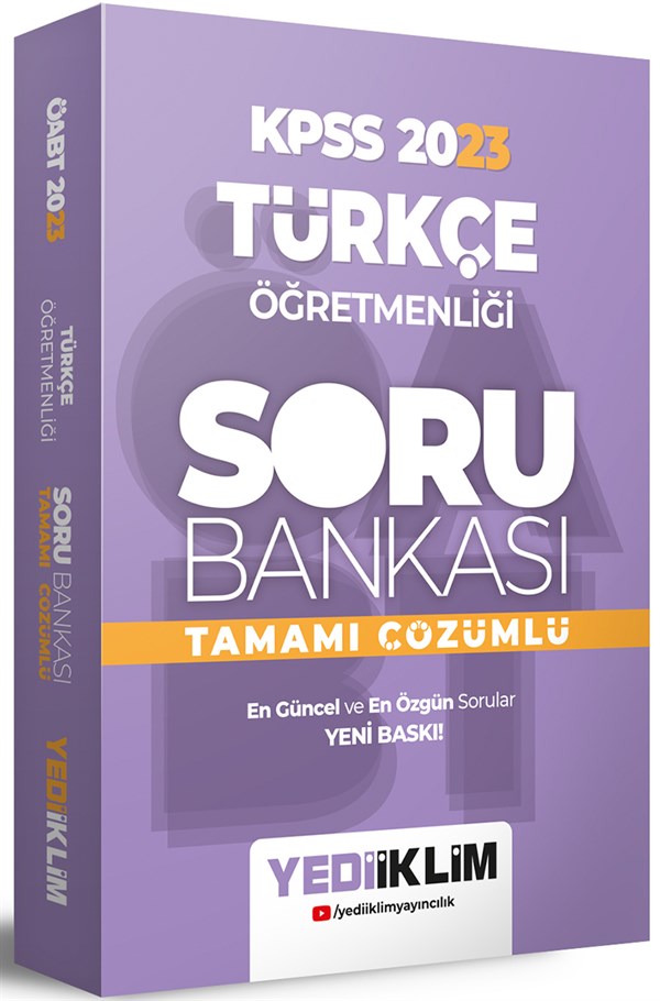 Yediiklim Yayınları 2023 ÖABT Türkçe Öğretmenliği Tamamı Çözümlü Soru Bankası 
